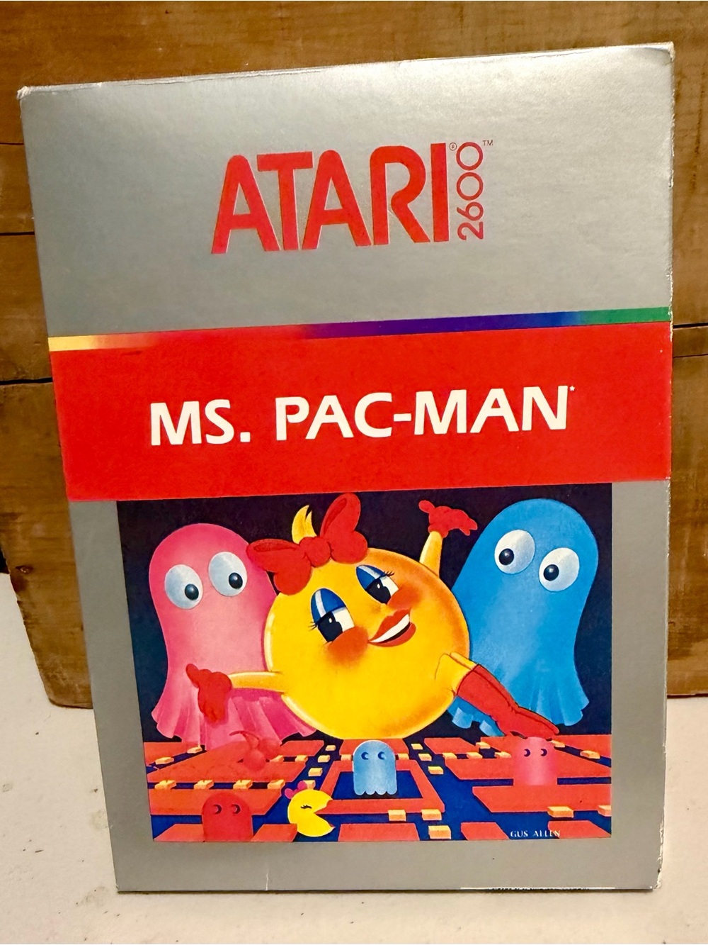 Atari 2600 Ms. Pac-Man Game Box - Silver & Red 1988